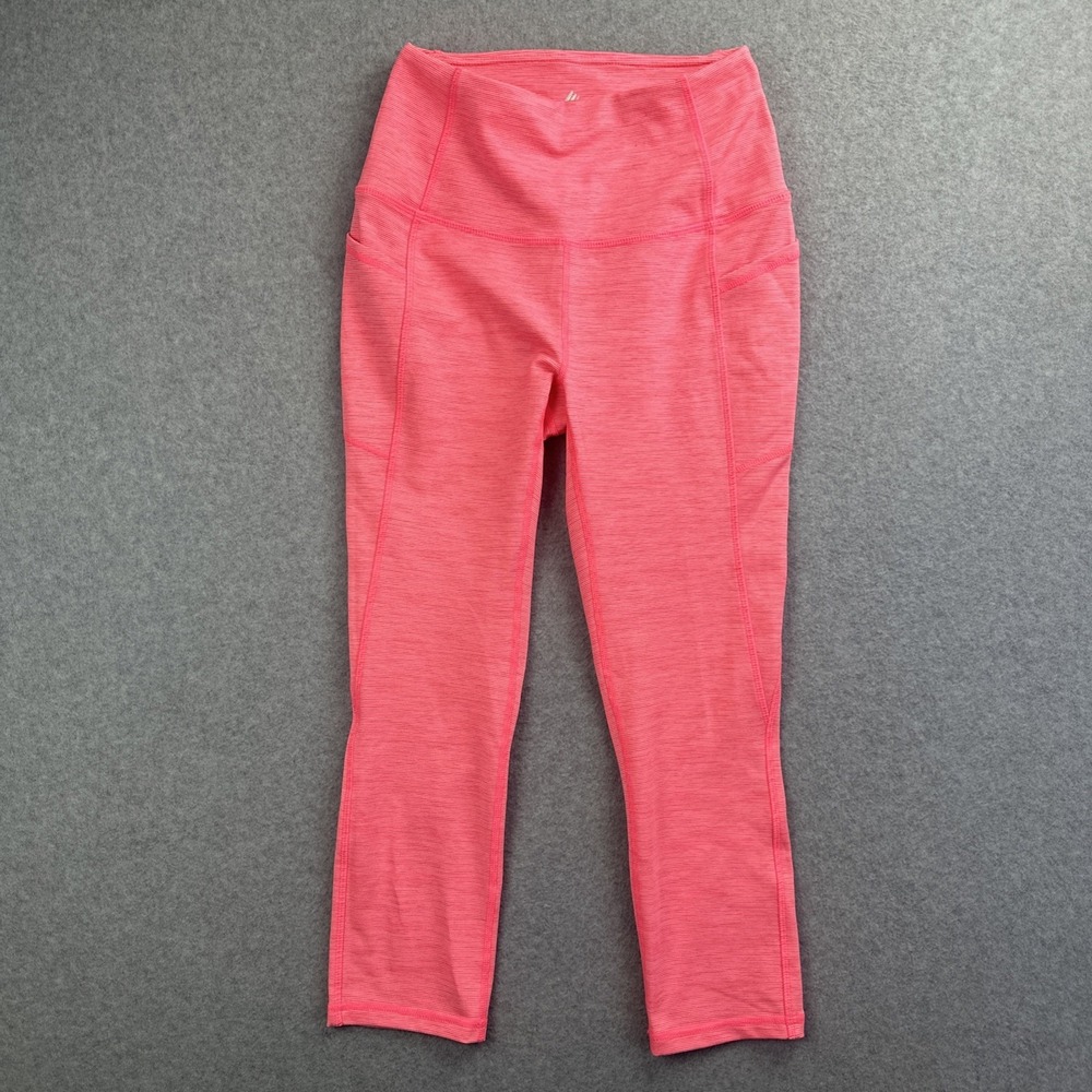 RBX‎ Womens Coral Pink Cropped Leggings High Rise Yoga Pants Pockets Size S